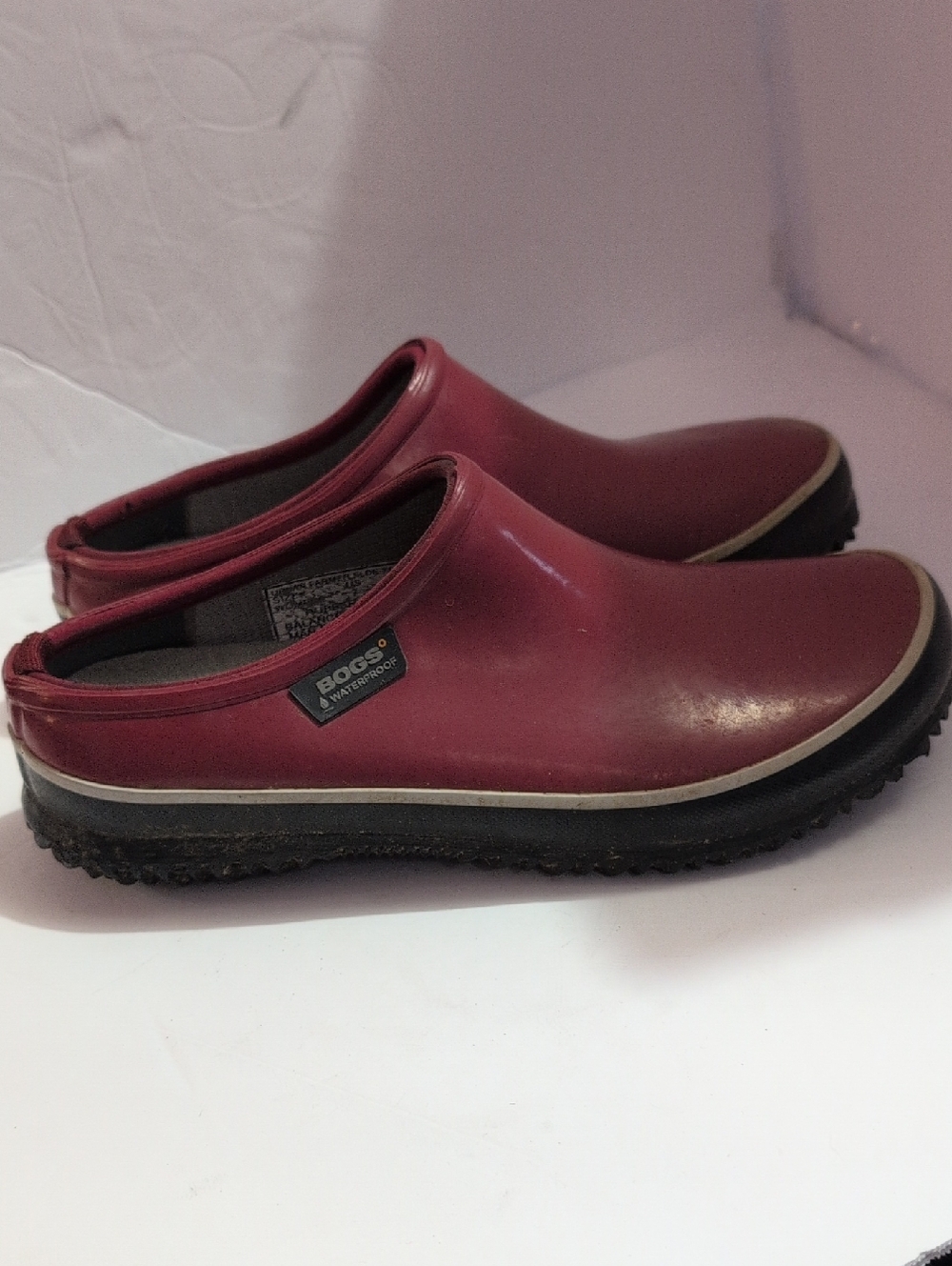 Bogs Women's Slip-On Rain & Snow Clogs in Maroon with Black Sole